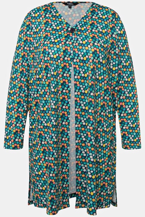 Matte Jersey Rainbow Dot Swing Long Sleeve Jacket | Knit Tunics | Knit ...
