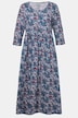 Jerseykleid, Blüten, A-Linie, Rundhals, 3/4-Arm