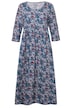 Žerzejové šaty, květy, A střih, kulatý výstřih, 3/4 rukávy