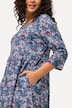 Jerseykleid, Blüten, A-Linie, Rundhals, 3/4-Arm