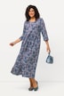 Jerseykleid, Blüten, A-Linie, Rundhals, 3/4-Arm