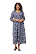 Žerzejové šaty, květy, A střih, kulatý výstřih, 3/4 rukávy