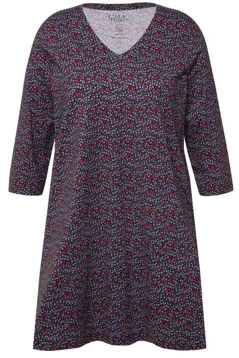 Dlouhé tričko, srdce, A střih, výstřih do V, 3/4 rukávy