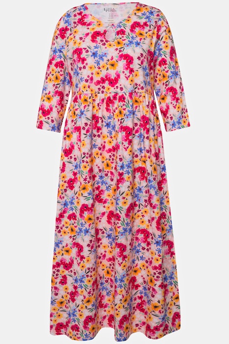 Floral Splash Print Empire A-line Pocket Knit Dress | Maxi Dresses ...