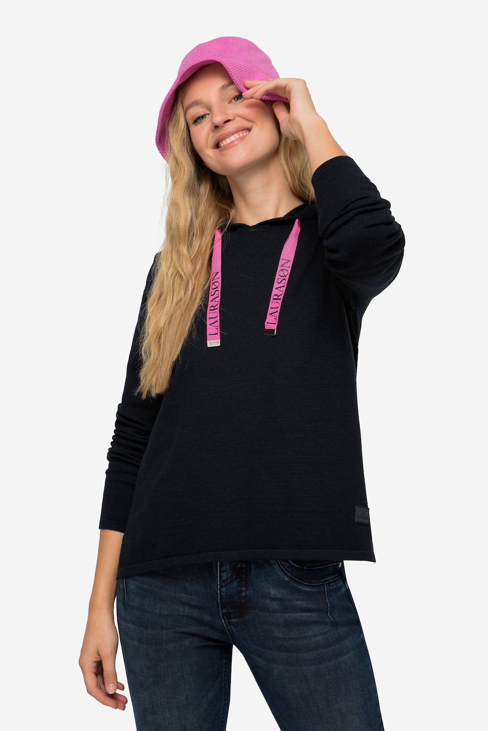 Große Größen Kapuzenpullover, Damen, blau, Größe: M, Viskose/Polyester/Synthetische Fasern, LAURASON