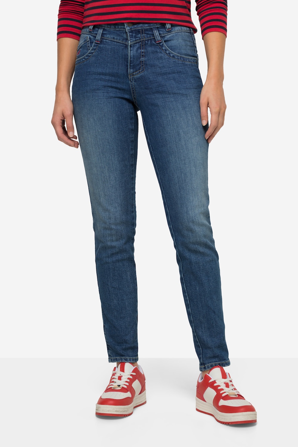 Große Größen Slim-Jeans, Damen, blau, Größe: 38, Baumwolle, LAURASON