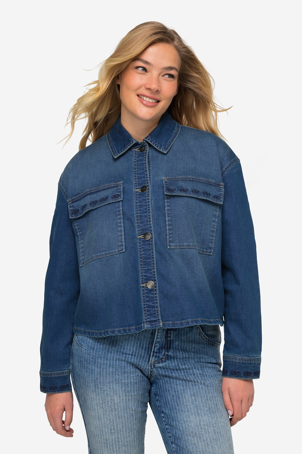 Große Größen Jeansjacke, Damen, blau, Größe: L, Baumwolle, LAURASON