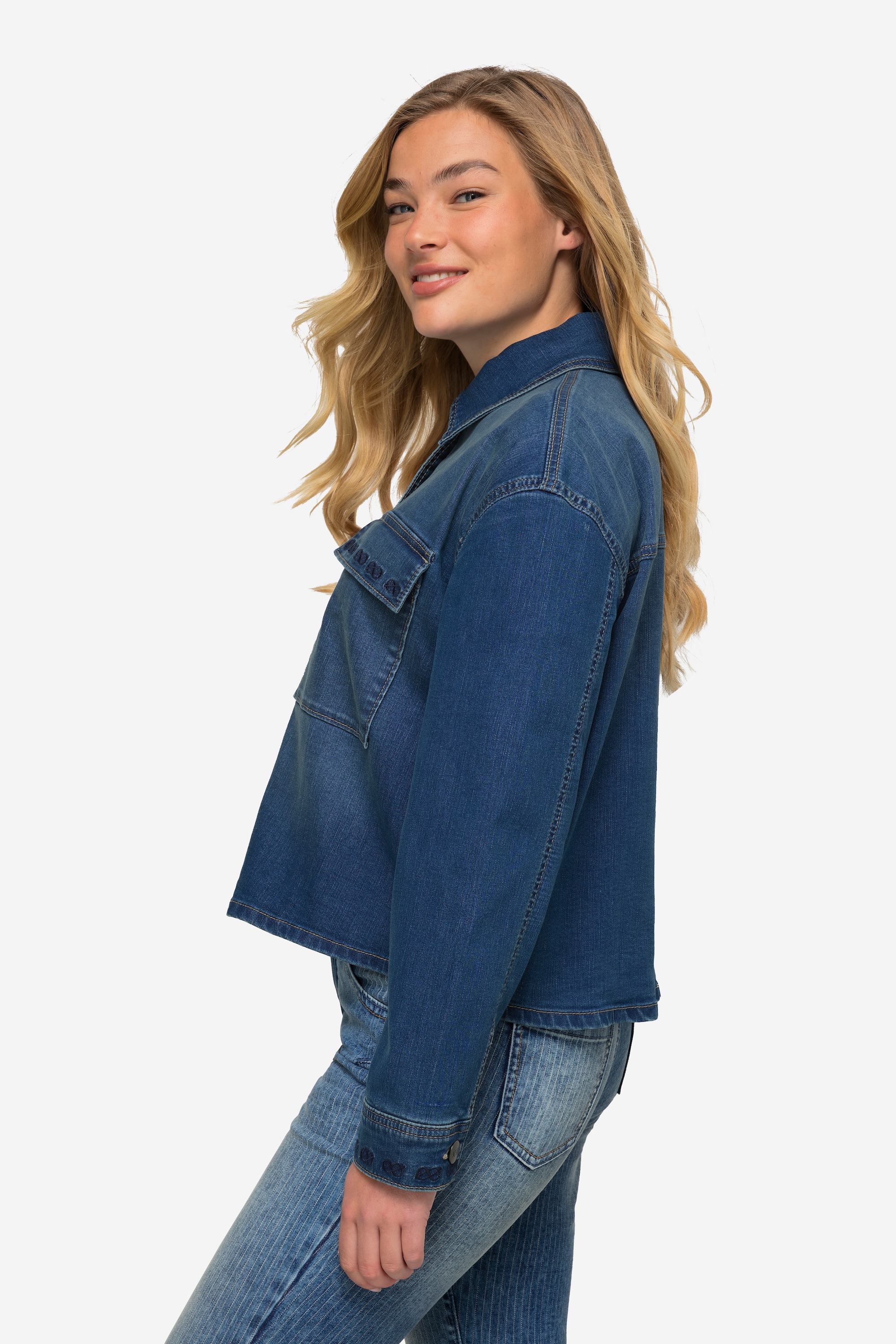Laurasøn Damen Jeansjacke oversized Stickerei 825760