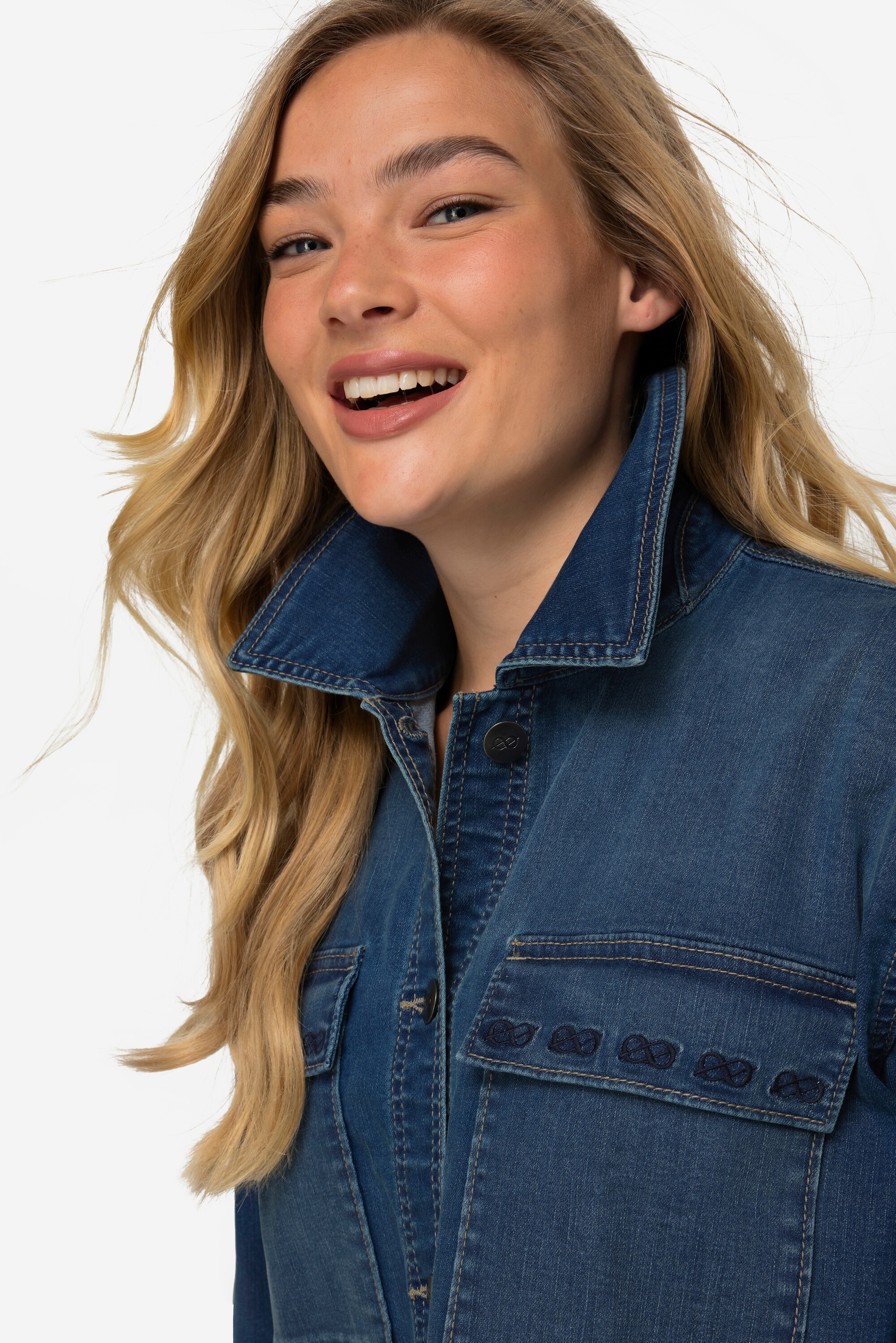 Laurasøn Damen Jeansjacke oversized Stickerei 825760
