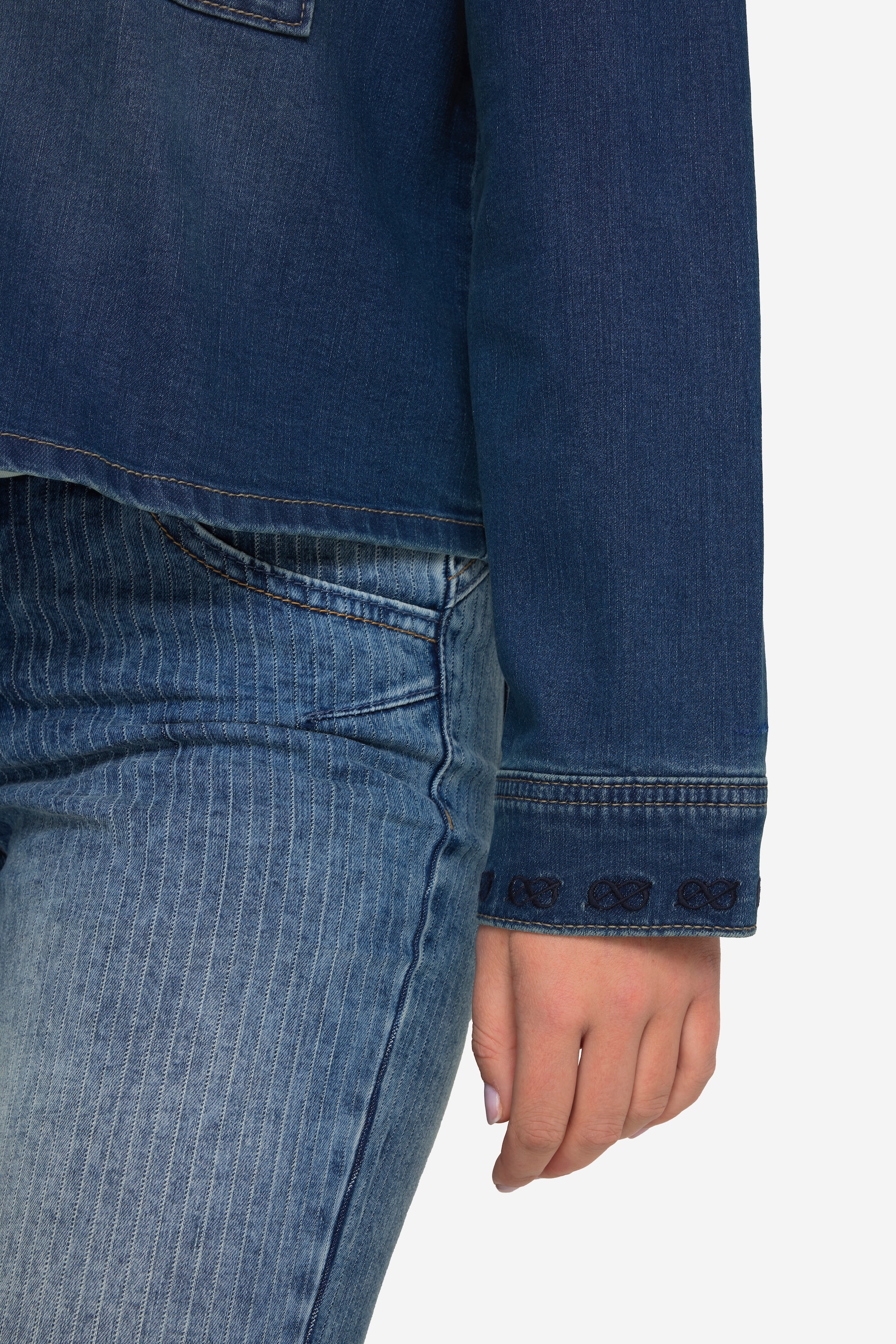 Laurasøn Damen Jeansjacke oversized Stickerei 825760