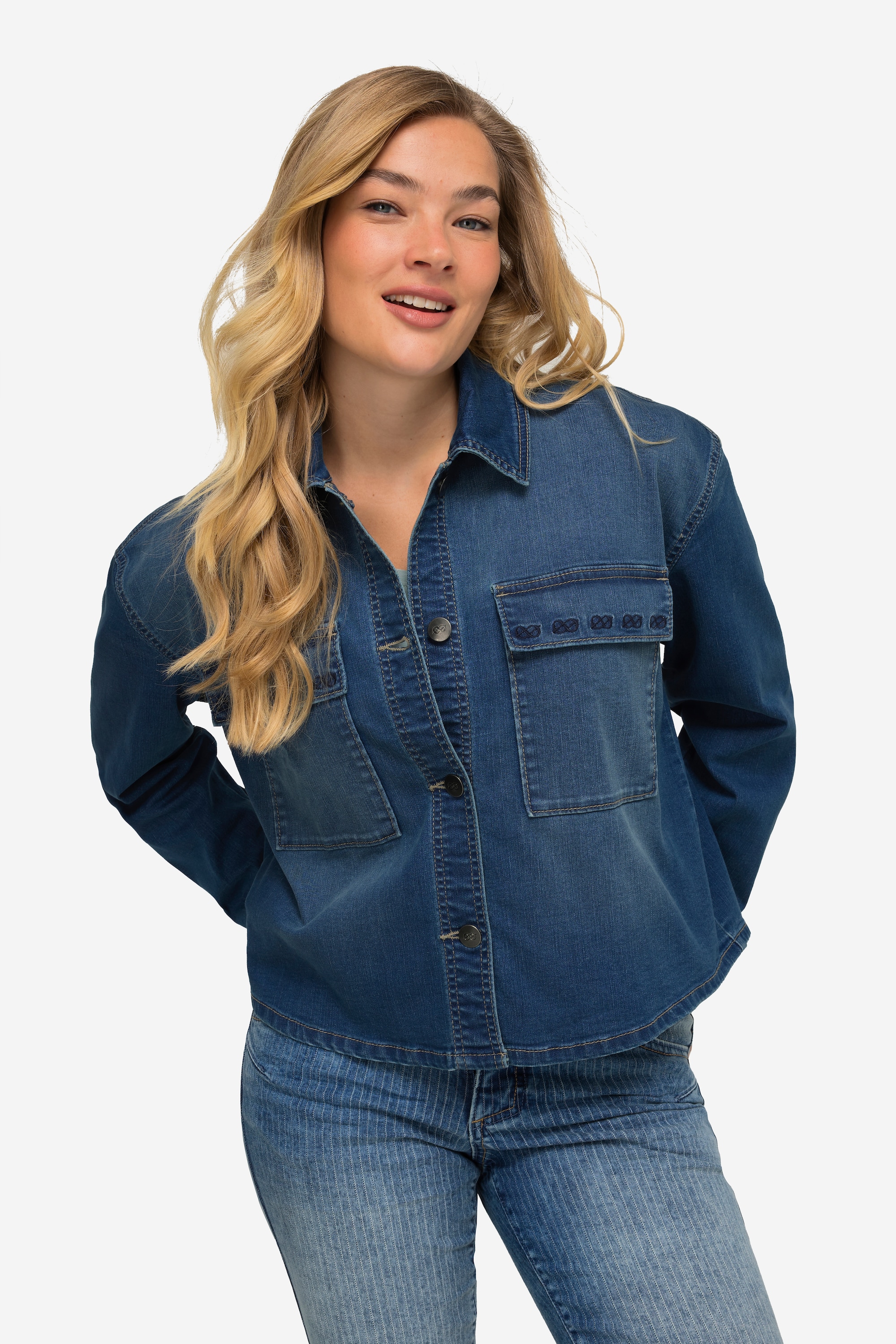 Laurasøn Damen Jeansjacke oversized Stickerei 825760