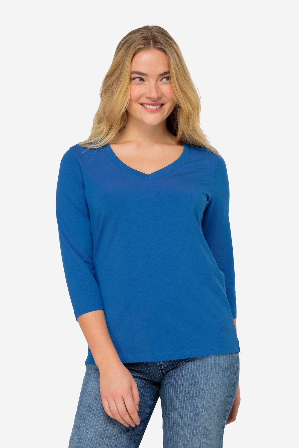 Große Größen Basic-Shirt, Damen, blau, Größe: XL, Baumwolle, LAURASON