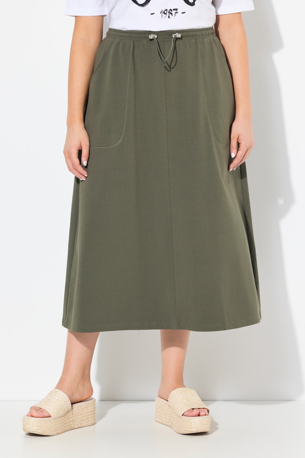 Große Größen Sweat-Midirock, Damen, braun, Größe: 46/48, Baumwolle, Ulla Popken