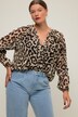 Sheer Long Sleeve Leopard Print Blouse