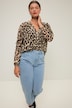Sheer Long Sleeve Leopard Print Blouse
