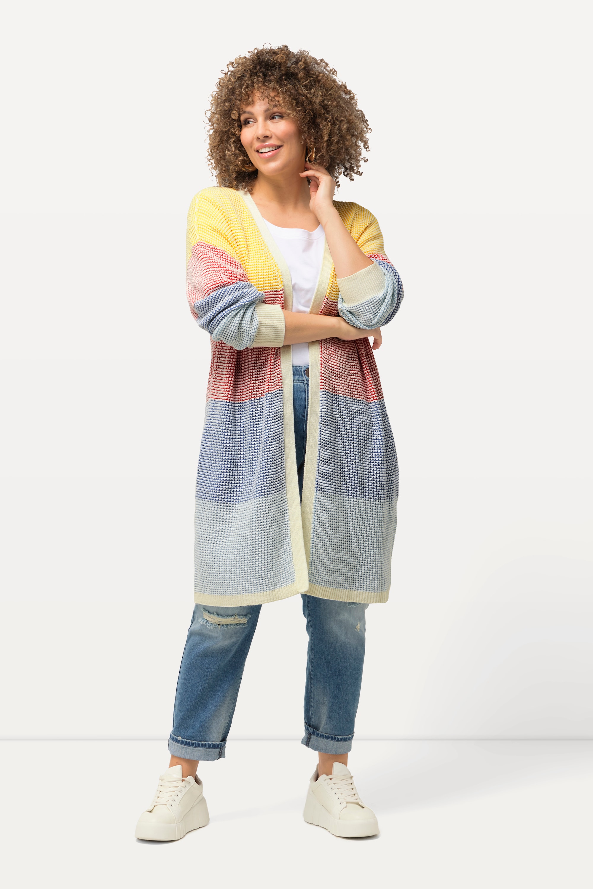 Ulla Popken Damen große Größen Long Strickjacke Oversized Eggshape