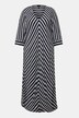 Sukienka midi, paski, trapezowy krój, dekolt w serek, rękaw 3/4