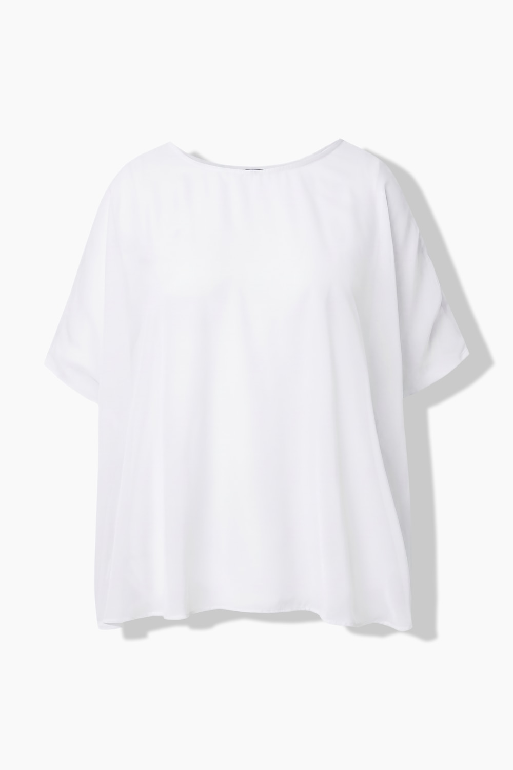 Stora storlekar Chiffongblus i oversize-modell med rund hals och halvlång ärm, Dam, vit, storlek: 1=42-48, Polyester, Ulla Popken