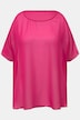 Chiffonbluse, Oversized, Rundhals, Halbarm