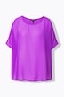Chiffonbluse, oversized, rund hals, halve ærmer