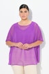 Chiffonbluse, oversized, rund hals, halve ærmer