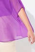 Chiffonbluse, oversized, rund hals, halve ærmer