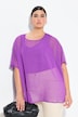 Chiffonbluse, oversized, rund hals, halve ærmer