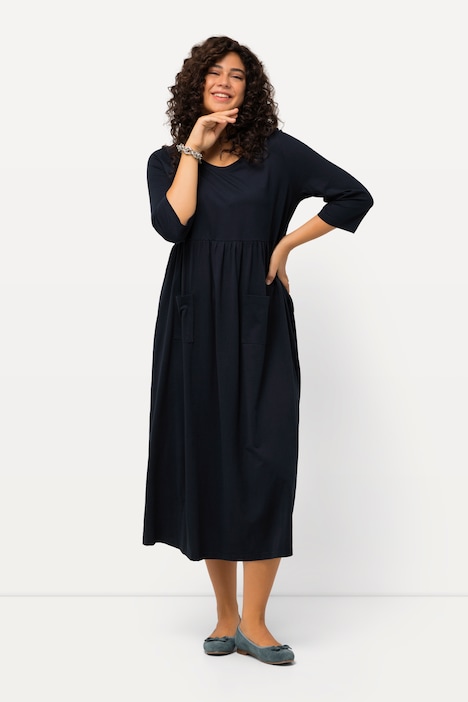 Round Neck Empire Knit A-line Pocket Dress | Maxi Dresses | Dresses