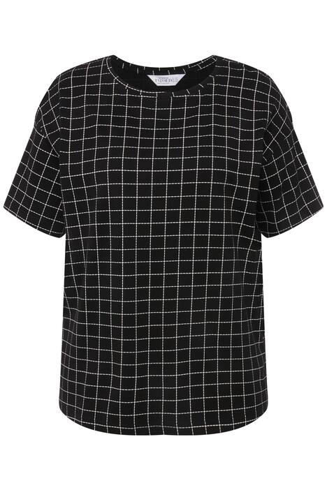 Tričko, oversize, kostkovaný potisk, kulatý výstřih, krátké rukávy