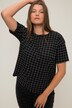 T-shirt, oversize, nadruk w kratkę, okrągły dekolt, rękaw 1/2