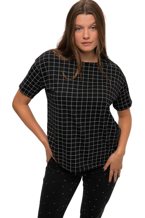 Tričko, oversize, kostkovaný potisk, kulatý výstřih, krátké rukávy