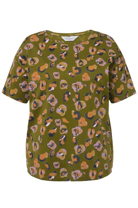 Tričko, oversize, barevný leopardí vzor, kulatý výstřih, krátké rukávy