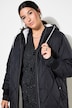 Steppmantel, Loose Shape, Kapuze, 2-Wege-Zipper, Langarm, Teddyfutter