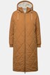 Quiltad kappa i ledig modell med huva, tvåvägsdragkedja, teddyfoder och lång ärm
