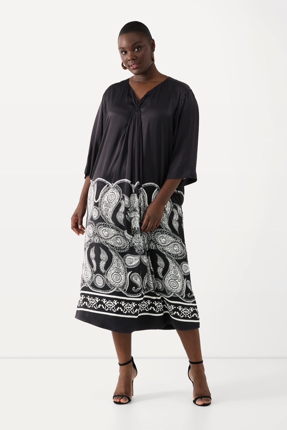 Große Größen Maxikleid, Damen, schwarz, Größe: 50/52, Viskose, Ulla Popken