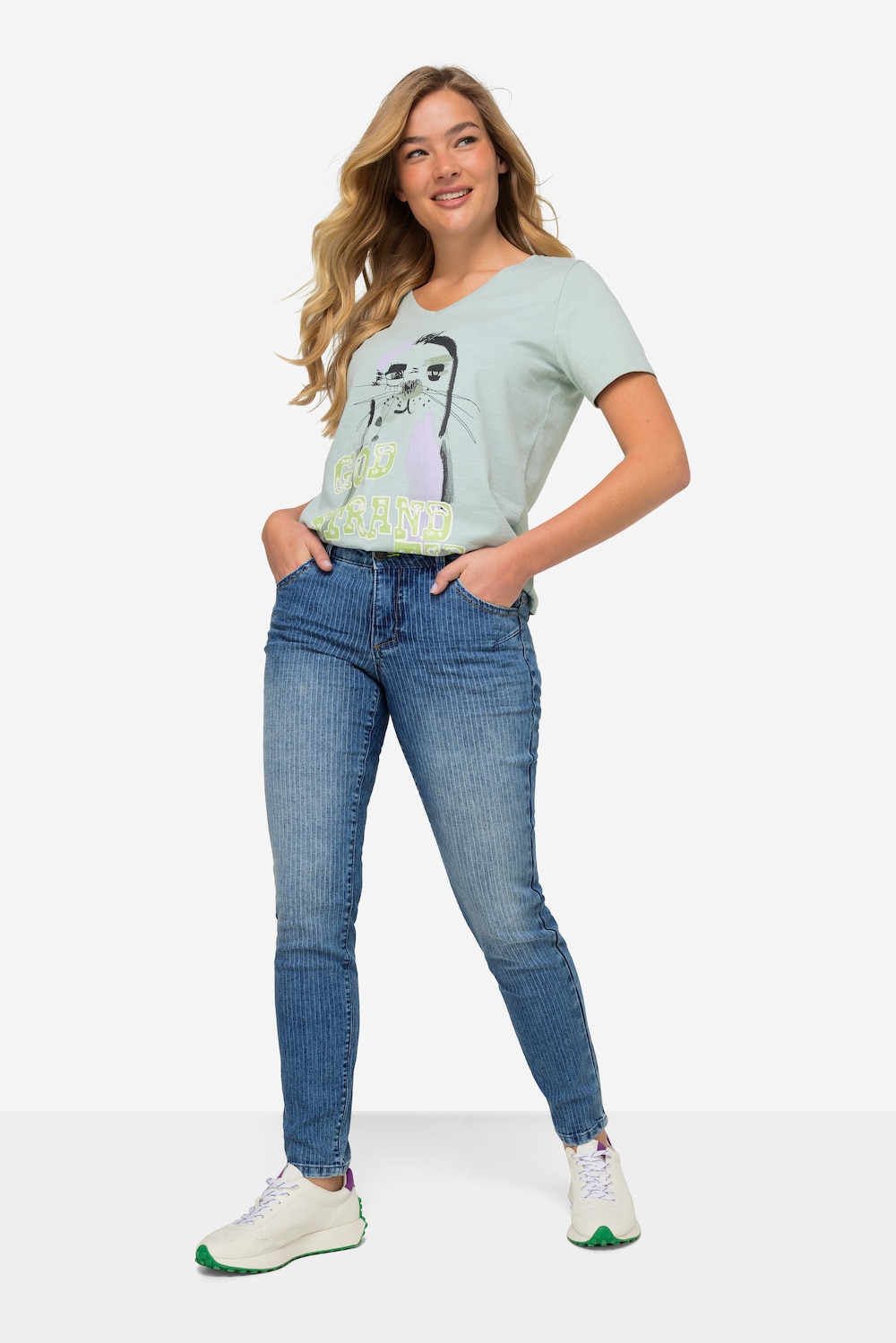 Große Größen Slimjeans, Damen, blau, Größe: 48, Baumwolle, LAURASON