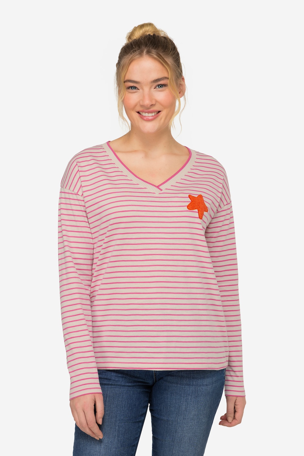 Große Größen Ringelshirt, Damen, rosa, Größe: XL, Baumwolle, LAURASON