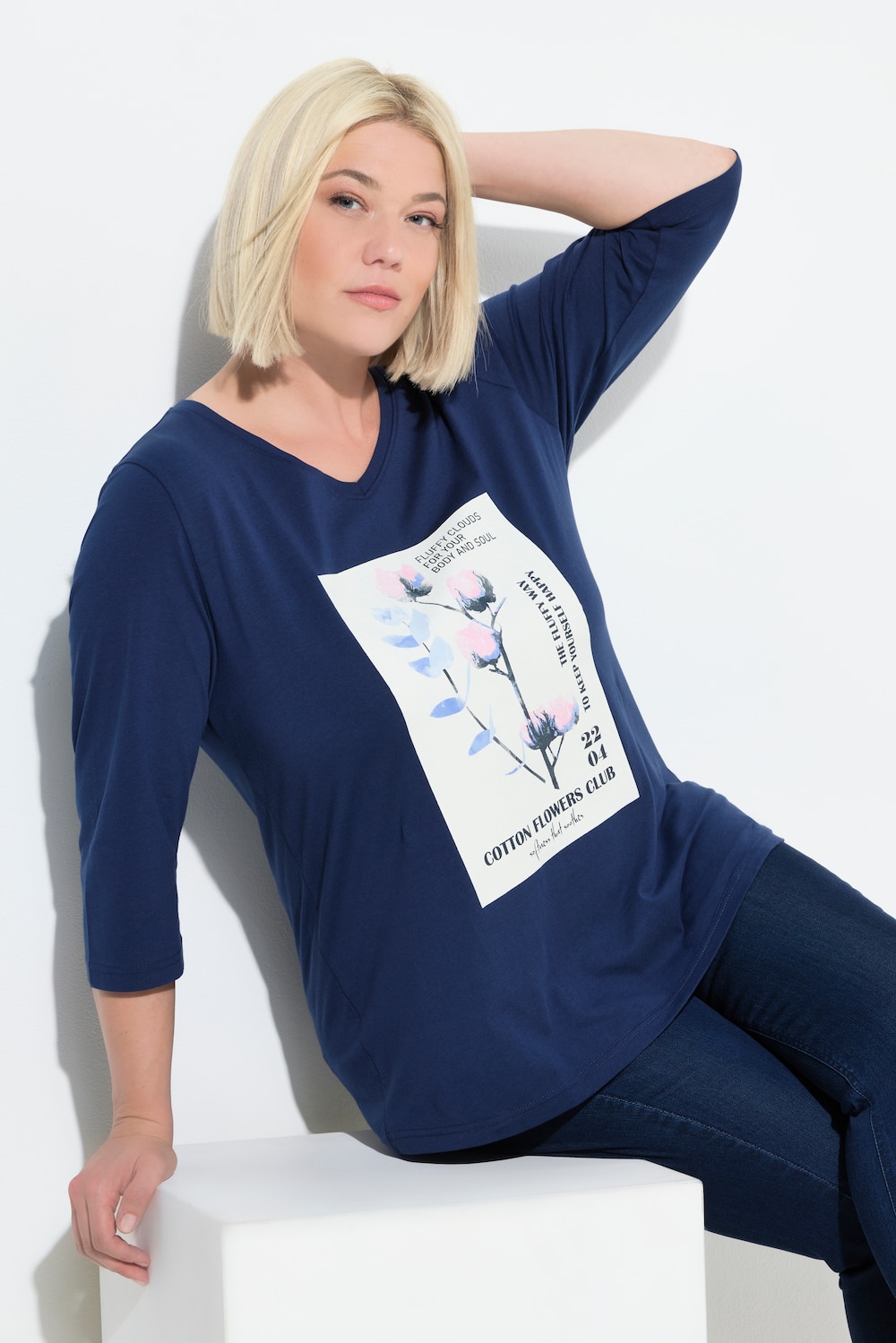 Thumbnail - Große Größen Shirt, Damen, blau, Größe: 50/52, Baumwolle, Ulla Popken