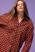 Hemdbluse, oversized, Karo, Langarm
