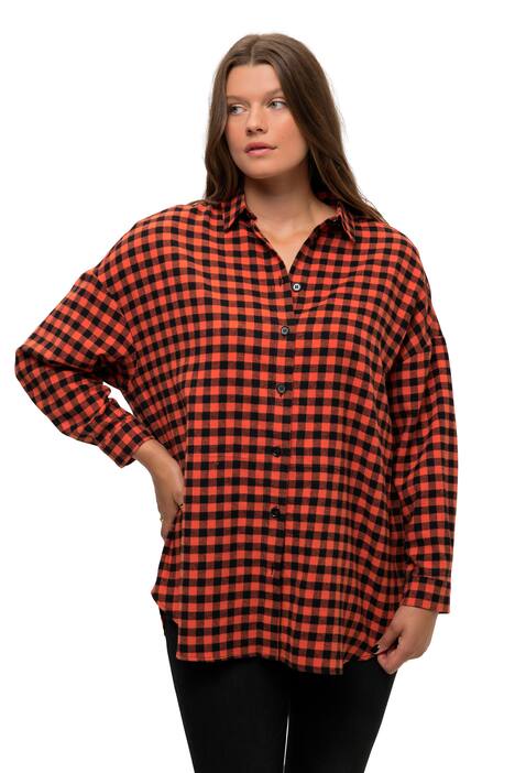 Košilová halenka, oversize, kostkovaný vzor, dlouhé rukávy