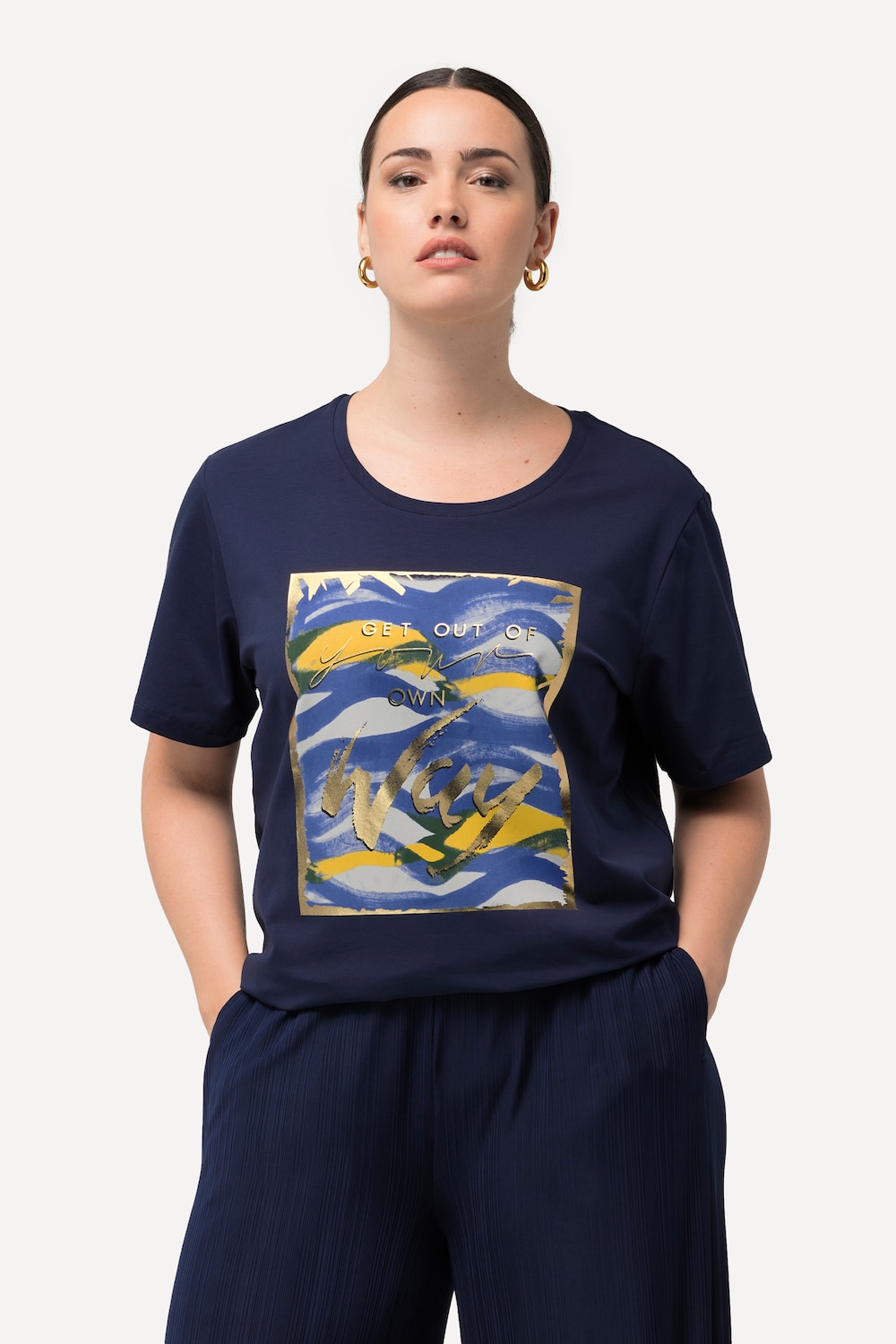 Grote Maten T-sShirt, Dames, blauw, Maat: 58/60, Katoen, Ulla Popken