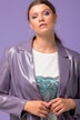 Blazer, Wide Shape, lak og læder-look, revers, lange ærmer