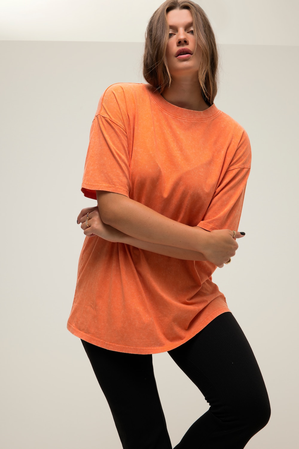Grote Maten T-Shirt, Dames, oranje, Maat: 46/48, Katoen, Studio Untold