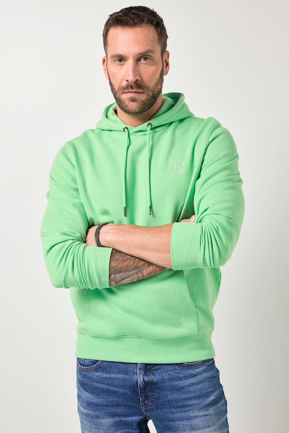 Stora storlekar Hoodie, Her, grön, storlek: 3XL, Bomull/Polyester, JP1880