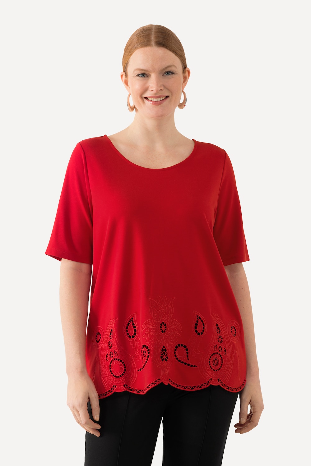 Große Größen T-Shirt, Damen, rot, Größe: 42/44, Viskose/Synthetische Fasern, Ulla Popken