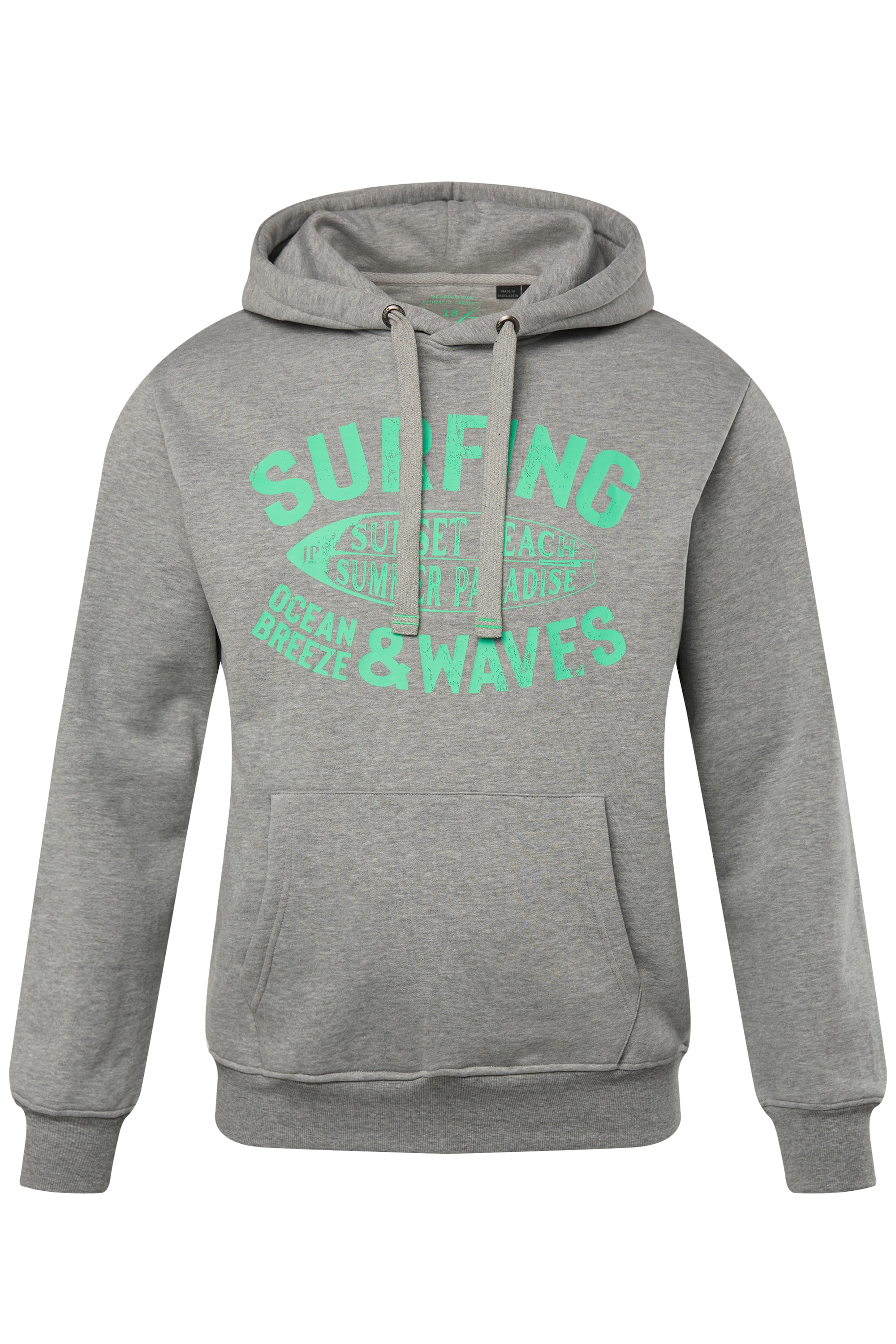 JP 1880 große Größen Sweatshirt L grau melange Hoodie Kapuzensweater Brust Print