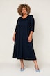 Jersey jurk, empirenaad, V-hals, 3/4-mouwen, zakken