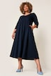 Jersey jurk, empirenaad, V-hals, 3/4-mouwen, zakken
