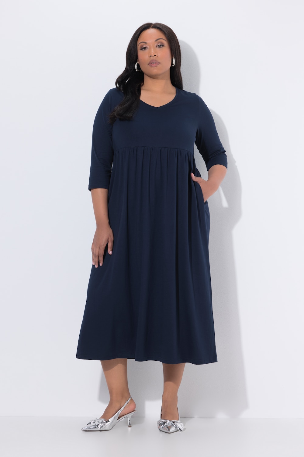 Große Größen Jerseykleid, Damen, blau, Größe: 50/52, Baumwolle, Ulla Popken