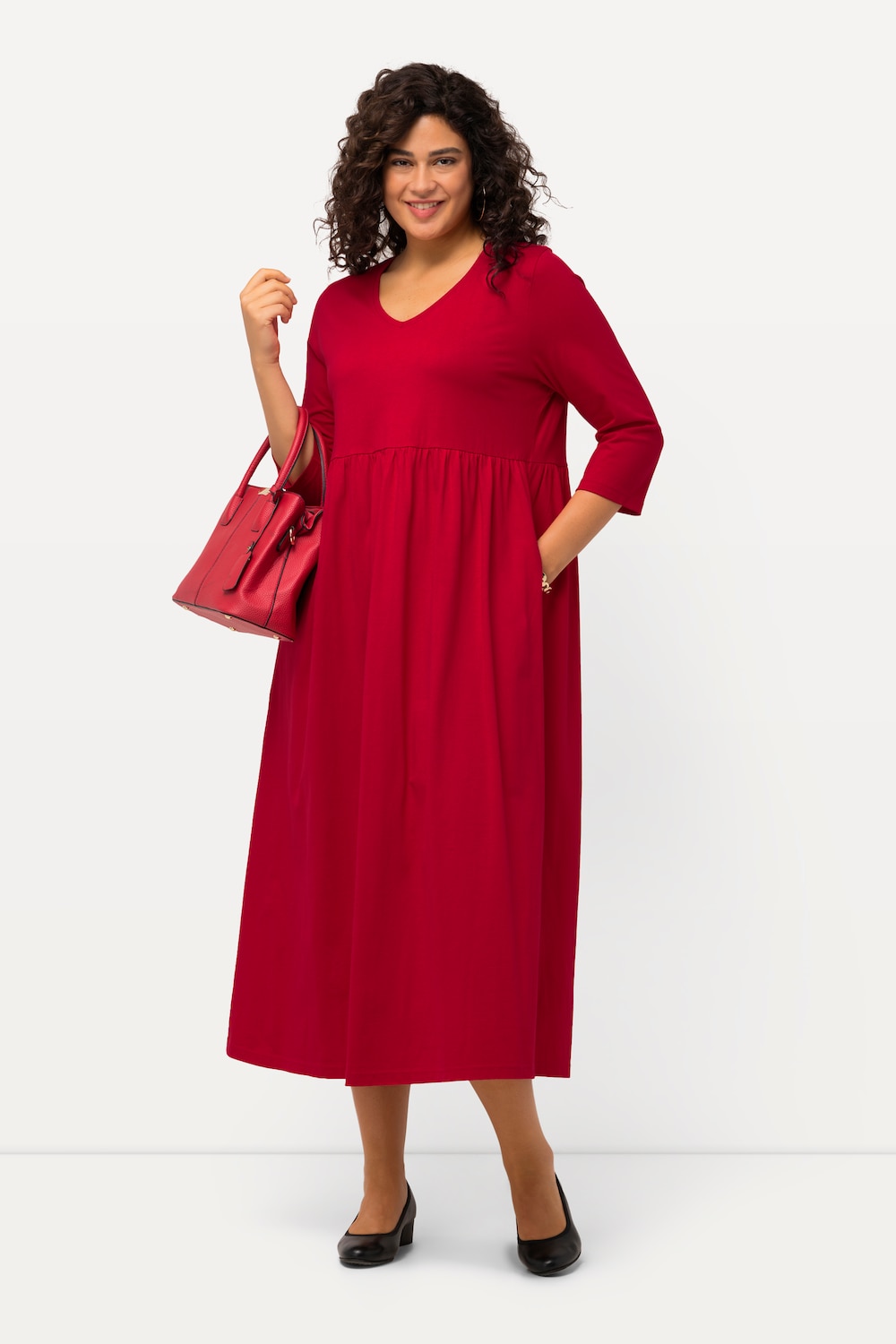 Grote Maten Jersey jurk, Dames, rood, Maat: 62/64, Katoen, Ulla Popken